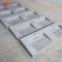 Évier en surface solide, évier simple ou double, vasque murale, lavabos en marbre, pierre artificielle, articles sanitaires pour salle de bain
