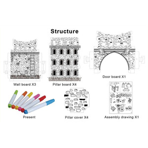 Grand château en <span class=keywords><strong>carton</strong></span> pour enfants, modèle de château en <span class=keywords><strong>carton</strong></span> à dessiner avec 6 pièces - Product Image 4