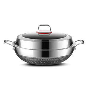DSFOM-Batterie de cuisine en nid d'abeille en <span class=keywords><strong>acier</strong></span> inoxydable 5103, grande capacité 36 38 40 42cm, <span class=keywords><strong>Wok</strong></span> à deux oreilles 316 - Product Image 1