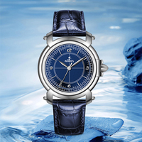 Montre minimaliste de luxe en quartz bleu cristal résistant à l'eau 3 ATM, 40 mm, fabriquée en Chine, avec logo personnalisé