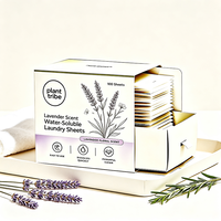 Feuilles de lessive parfum lavande, portables, dissolvables, nettoyage en profondeur, fraîcheur florale longue durée, papier à lessiver