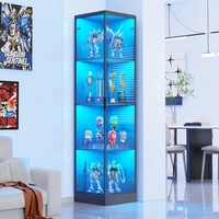 Moderner Massivholz-LED-Vitrinenschrank mit Glastüren Spielzeug- und Figurenausstellungsschrank Wohnmöbel Staubdichtes Design