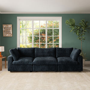 VOXHOME Familien-Sofagarnitur, <span class=keywords><strong>2</strong></span>, 3, 4, 5, 6, 7, 8 Sitzer, Amerikanisches Cord-<span class=keywords><strong>Sofa</strong></span>, Wohnzimmer, Wohnmöbel, Schwarzes Modulares Ecksofa - Product Image 3