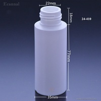Bouteille cylindrique ronde en plastique HDPE blanc Ecannal de 60 ml (2 oz) avec bouchon à disque non doublé en plastique PP à col 24-410 et jupe lisse