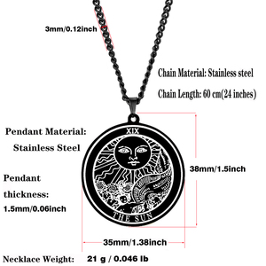 Nero rotondo 22 tarocchi collana di carte gioielli in acciaio inossidabile il maggiore Arcana astrologia amuleto talismano pendenti coppia collane - Product Image 6
