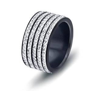 Fashion <b>Ring</b> 12MM Rose Gold 5 Row <b>Crystal</b> Channel Setting Unisex Party Jewelry - Product Image 4