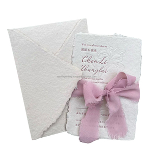 Cao Cấp Handmade Thanh Lịch Thiệp Mời Đám Cưới Kỹ Thuật Letterpress Với Biểu Tượng Tùy Chỉnh Giấy & Bìa Sản Phẩm In Ấn - Product Image 3