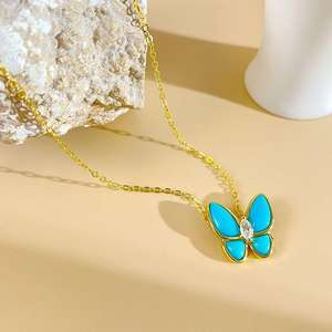Collar de alta calidad de nuevo estilo 2025 collar a granel de mariposa Turquesa - Product Image 1