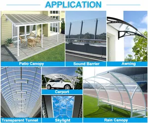 Lastre di copertura curve in policarbonato copertura del patio posto auto coperto in policarbonato disegni del tetto del garage