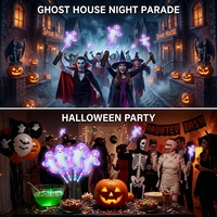 Bâton lumineux LED fantôme d'Halloween avec logo personnalisé, double impression UV, pour maison hantée, défilé nocturne, fête de la Toussaint