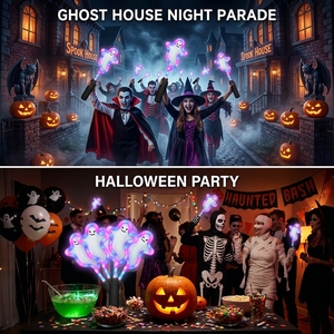 Bâton lumineux LED fantôme d'Halloween avec logo personnalisé, double impression UV, pour maison hantée, défilé nocturne, fête de la Toussaint - Product Image 5