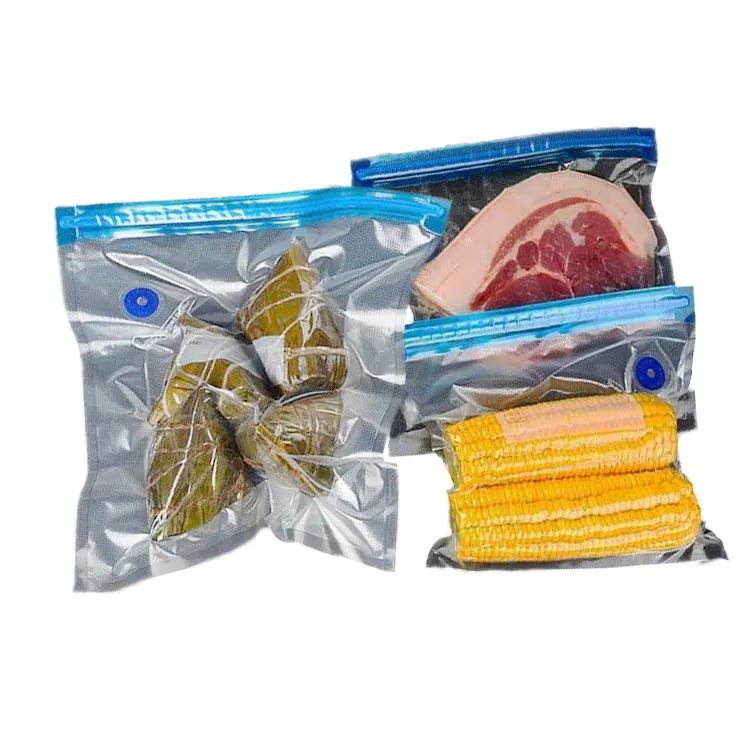 Food Frozen Plastic Ziplock Silicone Reusable Bag Storage Organizer One Way Valve For Vacuum Seal Storage Bags Sets With Pump