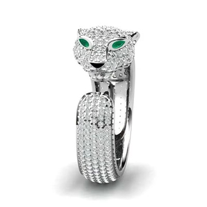 ZhuQian Großhandel Silber/Rosé<span class=keywords><strong>gold</strong></span> Plattierte Leopardenförmige Verstellbare Ringe für Damen Vollständig mit Zirkonia Besetzt Trendiger Hochzeitsschmuck - Product Image 3