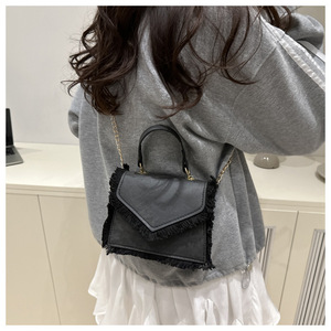 Fashion Lady Denim Blue Petit sac à bandoulière carré avec sac à bandoulière portable au design rétro - Product Image 3