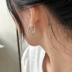 <b>Silver</b> Ruitai Geometric <b>Huggie</b> Earrings 925 <b>Silver</b> Pig Nose Style Minimalist Everyday Wear - Product Image 1