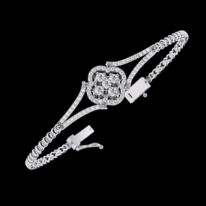 Pulsera de Diamantes Cultivados en Laboratorio con Diseño Floral para Mujer, Certificada por IGI, Plata de Ley 925, Oro Blanco de 10K y 14K, Eslabones Ovalados, Joyería Fina - Product Image 4