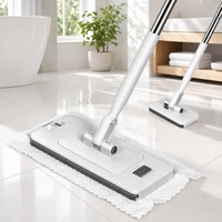 Serpillère plate jetable 2-en-1 mains libres avec manche télescopique en métal de 47 pouces |   Snap-Grip Mini Design Tissu en microfibre sans contact