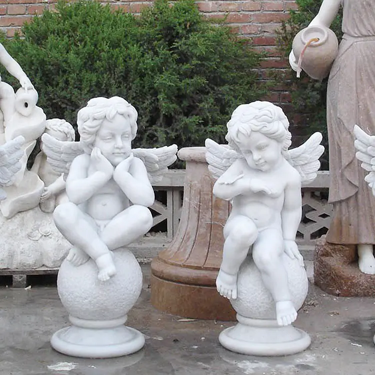 Tallando grandes estatuas de la Virgen María de piedra para crear estatuas de jardín de Ángel de granito de tamaño real