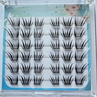 Faux cils réutilisables semi-artisanaux en fibres synthétiques auto-adhésifs, effet queue de renard, racine fine et naturelle, 12 rangées, doux et naturels