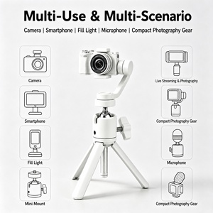 Adaptor Sambungan Bola Putar Mini Proyektor Aluminium untuk Pemasangan di Dinding, Sekrup 1/4, Kepala Bola Putih, Braket untuk Ring Light dan Holder Smartphone - Product Image 4