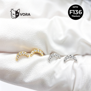 VORA Bijoux de piercing Helix <span class=keywords><strong>en</strong></span> Titane ASTM F136, avec système Push Pin sans filetage motif Lune, Zircon Cubique 5A, pour Cartilage, Tragus et Boucles d'oreilles, Vente <span class=keywords><strong>en</strong></span> gros - Product Image 1