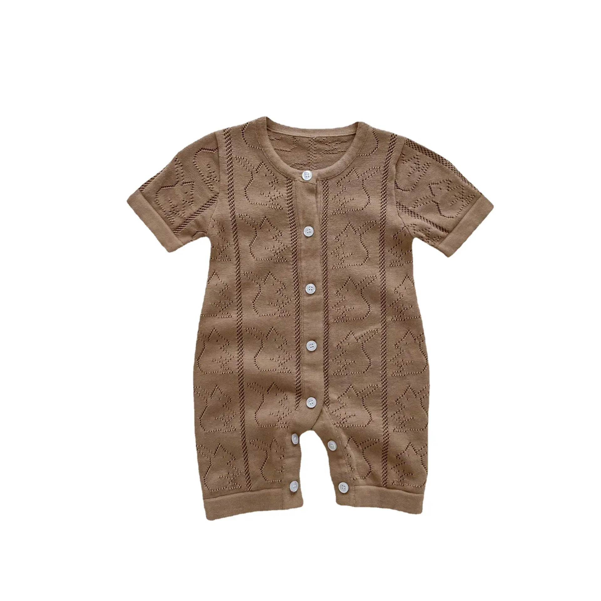 Baby summer onesie short sleeve knit thin baby summer newborn air conditioning pajamas jumpsuit