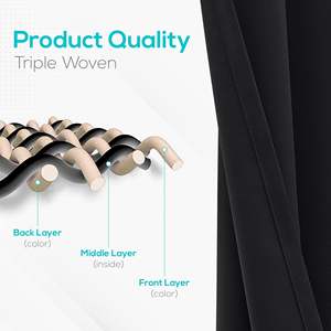 Cozlo DB 2 panneaux rideaux de fenêtre occultants pour chambre rideaux isolants thermiques à œillets en couleur noire cantonnières assombrissantes - Product Image 4