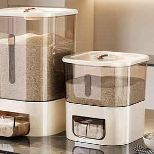Dispensador de Arroz con Capacidad de 11.5 kg, Contenedor de Almacenamiento de Arroz para Cocina Repelente a Insectos, Dispensador de Arroz Automático Personalizable - Product Image 1