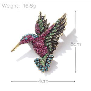 Broche de Colibrí Estilo Europeo Americano al por Mayor, Nuevo <span class=keywords><strong>Pin</strong></span> de Solapa con Pedrería de Moda Transfronteriza, Regalo para Mujer, Plateado - Product Image 4