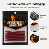 Sacs d'emballage de pêche personnalisés avec fermeture éclair Sac d'emballage en plastique réutilisable Emballage de leurre imprimé Appâts en forme de ver Sacs recyclables
