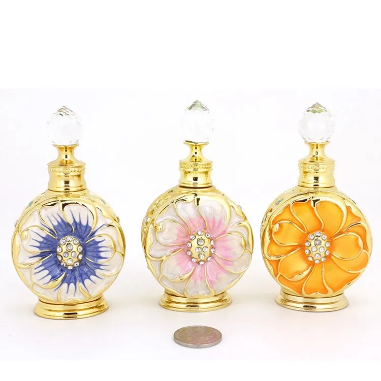 12ml flor de ameixa pintado dubai garrafa dispensador de perfume garrafa de óleo essencial do dubai