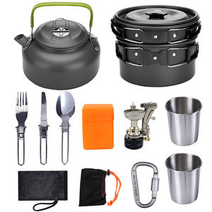 Juego de Utensilios de Cocina para Acampar, Ollas y Sartenes Antiadherentes, Vajilla para Picnic al Aire Libre 10 en 1 con Cuchara, Tenedor, Tetera y Taza Plegables - Product Image 2