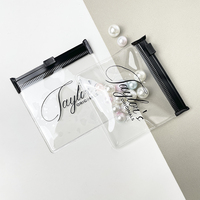 Bolsa de PVC Transparente con Cierre, para Joyería, Maquillaje, Pequeña, con Asa y Orificio para Colgar