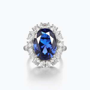 Anillo <span class=keywords><strong>de</strong></span> Plata <span class=keywords><strong>de</strong></span> Ley S925 con Zafiro Sintético en Forma <span class=keywords><strong>de</strong></span> Huevo, Estilo Dulce y Moderno, <span class=keywords><strong>de</strong></span> MuShan Jewelry - Product Image 5