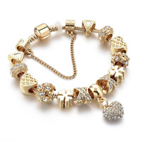 En iyi Hediye Charm Bilezik Ile Mor Avusturyalı Rhinestone Fit moda takı, DIY Kadınlar Takı Altın Bilezik