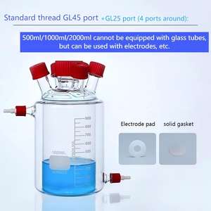 Célula electrolítica <span class=keywords><strong>de</strong></span> doble capa Vidrio <span class=keywords><strong>de</strong></span> borosilicato alto Sellado Oxidación <span class=keywords><strong>de</strong></span> cinco puertos 50-2000ml Ciclo <span class=keywords><strong>de</strong></span> temperatura controlada - Product Image 6