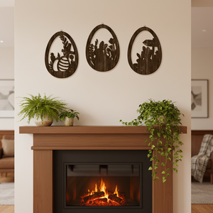 Panneau mural de Pâques en bois avec motif d'œufs en couleur marron, décoration de style mur de <span class=keywords><strong>Berlin</strong></span>, panneau en bois simple - Product Image 6