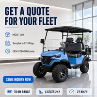 Voiturette de golf électrique 60V 3-4 places, véhicule utilitaire jusqu'à 30 km/h, avec plateforme arrière pour le transport de caddies, idéale pour les parcs, hôtels et villas