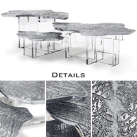 Table basse moderne en laiton de haute qualité avec textures simples, design personnalisé pour mobilier de maison en acrylique