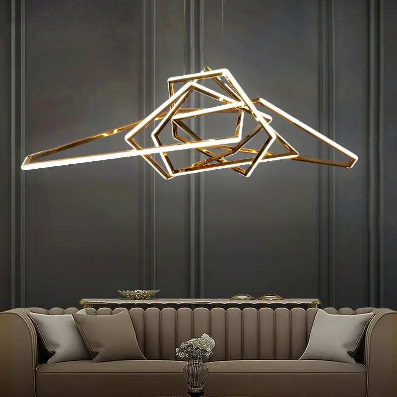 Lámparas de línea simples modernas, candelabro geométrico artístico de lujo