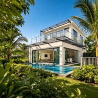 Villa préfabriquée moderne de luxe à 2 étages, structure en acier lourd, maisons préfabriquées portables, villas aux normes internationales à vendre