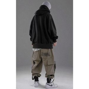 Custom Double Neckline Heavyweight Cotton Pullover <strong>Hoodie</strong> Japanese High Street <strong>Techwear</strong> Oversized Hip Hop Harajuku Punk Hoodies - Product Image 6