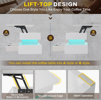 Table basse élévatrice avec rangement pour le salon Petite table basse avec tiroirs en tissu et lumière LED pour la réception des repas