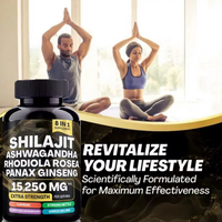 OEM Shilajit en capsules, complément alimentaire pour l'immunité, l'énergie et la santé, curcuma, ashwagandha, rhodiola rosea, ginseng panax, capsules de shilajit