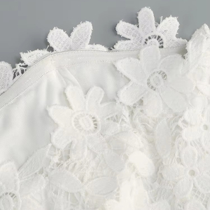 Vestite Elegantes Pour Femmes elegante tutina <span class=keywords><strong>in</strong></span> Jacquard floreale Chic <span class=keywords><strong>in</strong></span> <span class=keywords><strong>pizzo</strong></span> bianco senza spalline Jacquard con cintura di fiocco - Product Image 6