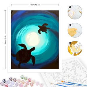 Kit de Pintura por Números <span class=keywords><strong>para</strong></span> Adultos, Imagen de <span class=keywords><strong>Tortuga</strong></span> Marina con Números, Animales, Regalo DIY <span class=keywords><strong>para</strong></span> Decoración de Pared del Hogar, 40x50cm/16x20 pulgadas - Product Image 3