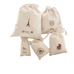5*7inch Organic Cotton Canvas Folding Letter Pattern <b>Drawstring</b> Gift Pouch Shopping <b>Bag</b> with Custom Logo Print-Wholesale - Product Image 1
