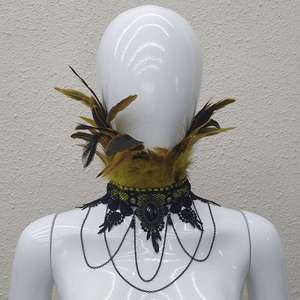 قلادة نسائية من الريش مع ريش أسود ودانتيل، إكسسوار لأزياء الهالوين التنكرية، مريحة للبالغين - Product Image 6