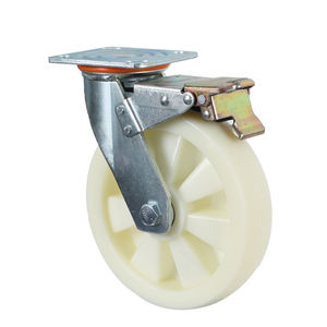 Verschleiß feste Wagen rolle 4 5 6 8 Zoll weiße industrielle drehbare Pa Nylon-Lenk rolle mit Bremse - Product Image 1
