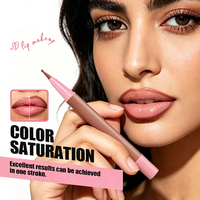Crayon à lèvres à pointe ronde en feutre, imperméable, couleur naturelle, longue tenue, anti-bavures, contour précis des lèvres, maquillage
